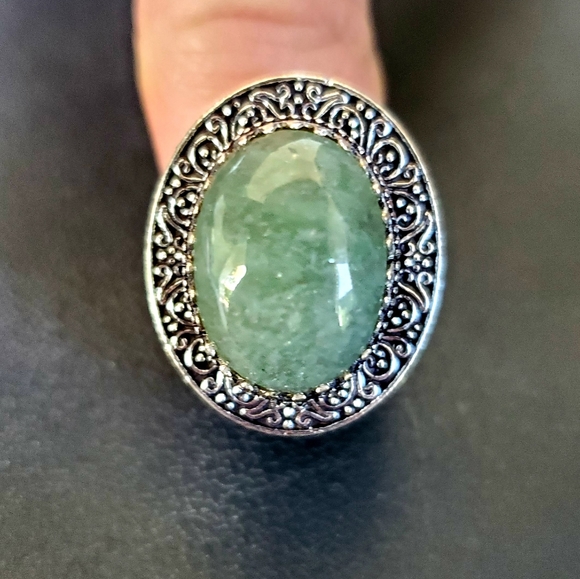 New Amazonite Antique Design 925 Silver Statement Ring. - Picture 12 of 13